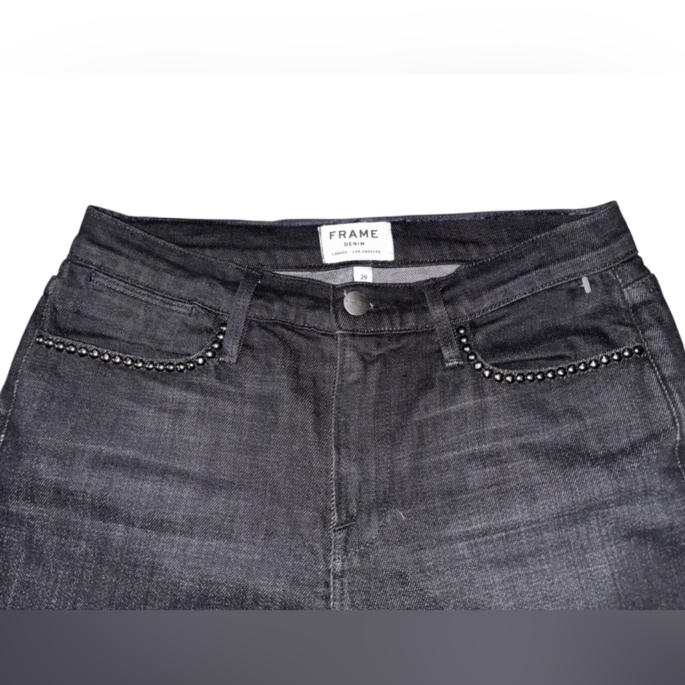 Frame Women’s Le High Straight leg Studded Black Jeans Size 29 - Picture 3 of 7